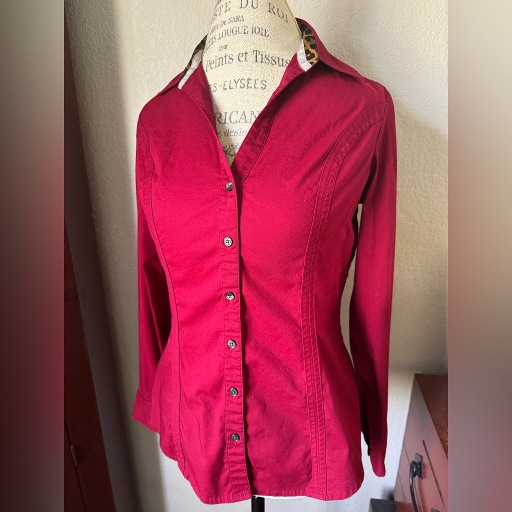 Express Medium Red Essentials Button Polo Shirt - image 2